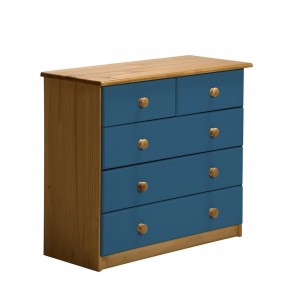 Verona 3+2 Drawer Chest Antique With Blue Details