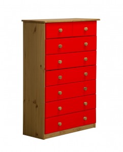 Verona 6+2 Drawer Chest Antique With Red Details