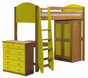 Verona High Sleeper Bed Set 3 Antique With Lime Details
