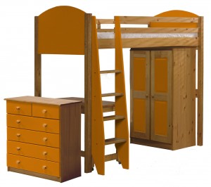 Verona High Sleeper Bed Set 3 Antique With Orange Details