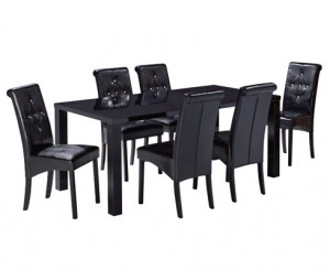 Monroe Large Dining Set with 6 Chairs in Black