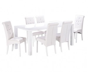 Monroe Large Dining Set with 6 Chairs in White