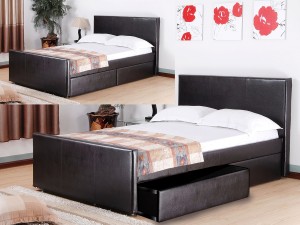 Britannic Faux Leather 4 Drawer Double Bed