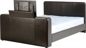 Preston 4 foot 6 inch TV Bed in Expresso Brown Faux Leather