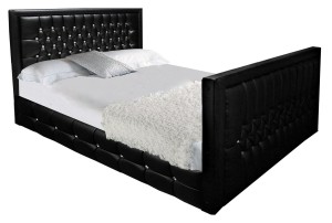 Diamond Bling King Size Bed in Faux Leather