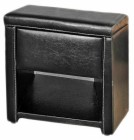 Odessa 1 Drawer Nightstand in Black Faux Leather