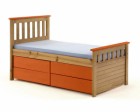 Captains Short Ferrara Storage Bed 3ft Antique With Orange Details