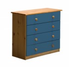 Verona 4 Drawer Chest Antique With Blue Details