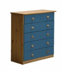 Verona 4+2 Drawer Chest Antique With Blue Details