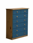 Verona 5+2 Drawer Chest Antique With Blue Details