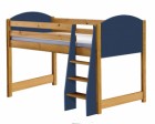 Verona Mid Sleeper Bed Antique With Blue Details