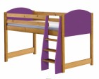Verona Mid Sleeper Bed Antique With Lilac Details