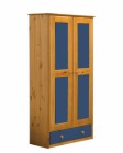 Verona 2 Door Wardrobe With Drawer Antique With Blue Details