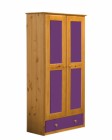 Verona 2 Door Wardrobe With Drawer Antique With Lilac Details