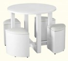 Charisma Stowaway Dining Set in White Gloss/White PVC