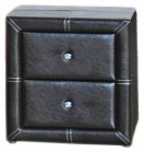 Odessa 2 Drawer Nightstand in Black Faux Leather