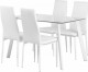 Abbey Dining Set in Clear Glass/White/White PU