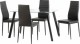 Abbey Dining Set in Clear Glass/Black/Black PU