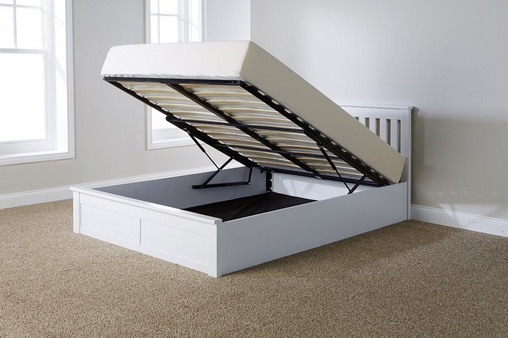 Como white wooden best sale ottoman bed frame