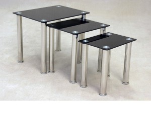 Togo Black Nest of Tables