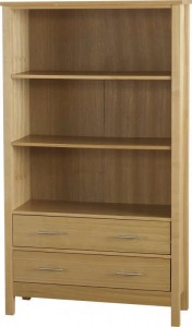 Oakleigh 2 Drawer Bookcase (High) in Natural Oak Veneer