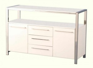 Charisma 2 Door 3 Drawer Sideboard in White Gloss/Chrome