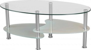 Cara Coffee Table in Clear Glass/Frosted Glass/Silver