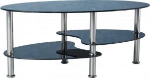 Cara Coffee Table in Black Glass/Silver