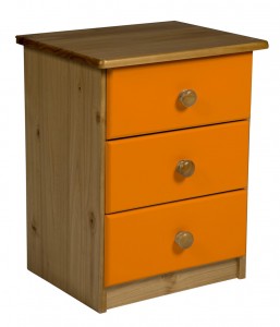 Verona 3 Drawer Bedside Antique With Orange Details