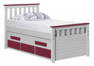 Captains Bergamo Guest Bed 3ft White With Fuschia Details