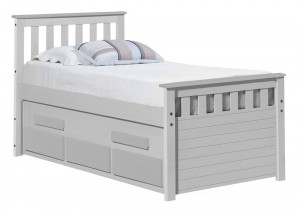 Captains Bergamo Guest Bed 3ft White With White Details