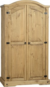 Corona 2 Door Wardrobe in Distressed Waxed Pine