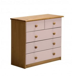 Verona 3+2 Drawer Chest Antique With Pink Details