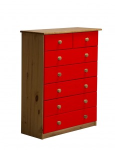 Verona 5+2 Drawer Chest Antique With Red Details