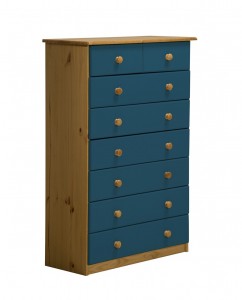 Verona 6+2 Drawer Chest Antique With Blue Details