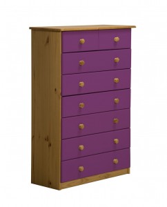 Verona 6+2 Drawer Chest Antique With Lilac Details