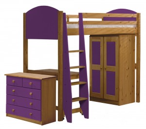 Verona High Sleeper Bed Set 2 Antique With Lilac Details