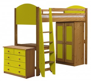 Verona High Sleeper Bed Set 2 Antique With Lime Details