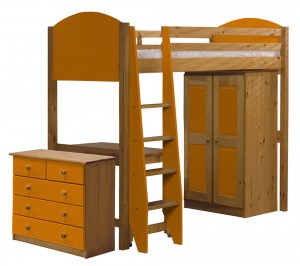 Verona High Sleeper Bed Set 2 Antique With Orange Details