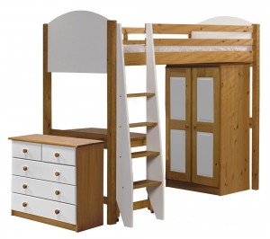 Verona High Sleeper Bed Set 2 Antique With White Details