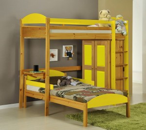 Maximus L Shape High Sleeper Antique With Lime Details
