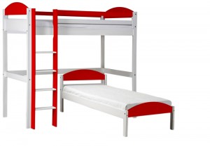 Maximus L Shape High Sleeper White With Red Details