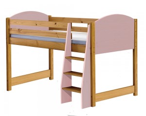 Verona Mid Sleeper Bed Antique With Pink Details