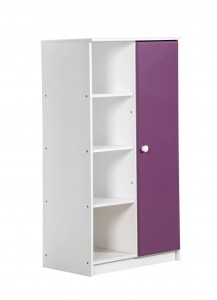 Avola One Door Cupboard White With Lilac Details