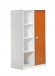 Avola One Door Cupboard White With Orange Details