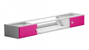 Catania Underbed Cupboards With Open Shelf White With Fuschia Doors