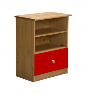 Gela Two Shelf And One Drawer Unit Antique With Red Details