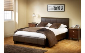 Vienna Double Faux Leather Bed in Brown