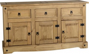 Corona 3 Door 3 Drawer Sideboard Distressed Waxed Pine