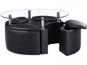 Dakota Coffee Table with Stools Black